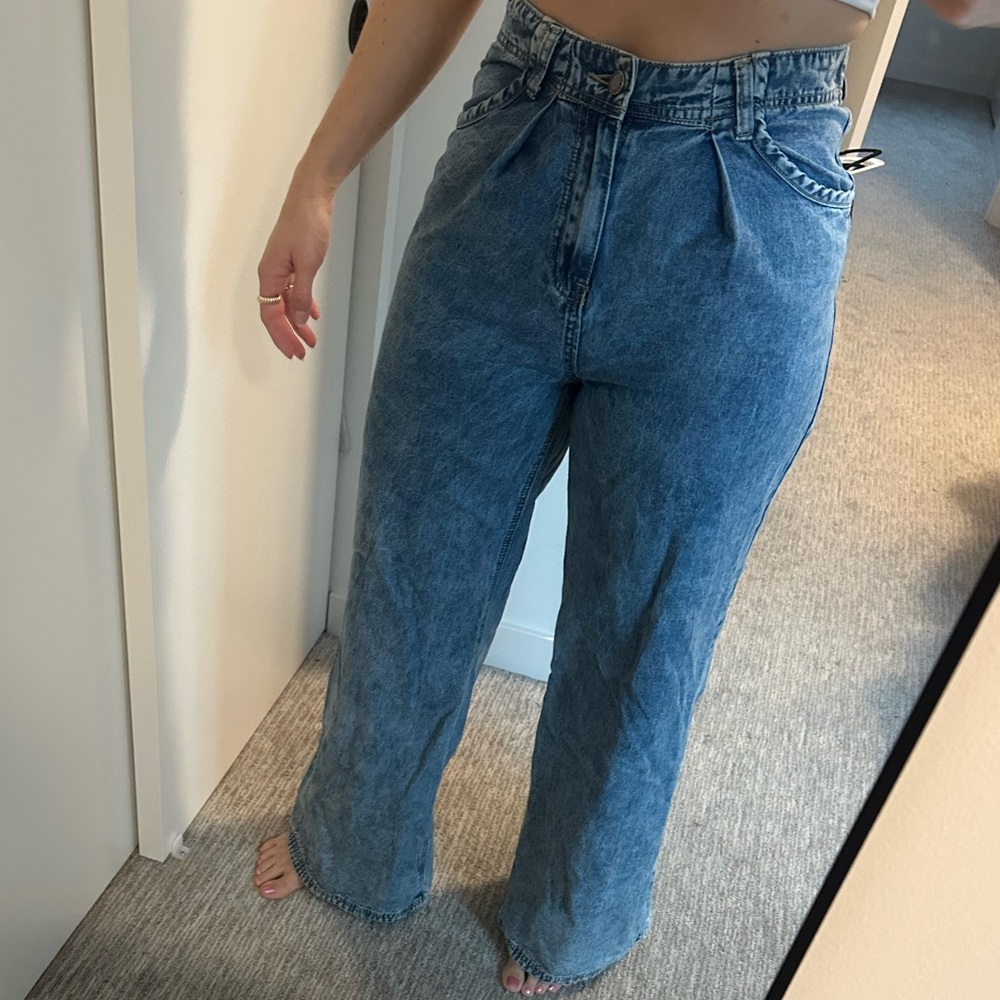 Stylish Blue Wide-Leg Jeans